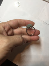 Load image into Gallery viewer, 100% natural type A icy watery light green gray four-prong jadeite jade ring BP137