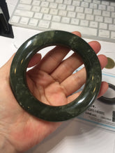 Load image into Gallery viewer, 59.5mm certified 100% Natural dark green/gray (nebula dust) chubby round cut nephrite Jade bangle HE101-0201