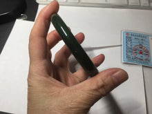 Load image into Gallery viewer, 60mm certified 100% Natural dark green/black round cut nephrite (碧玉) bangle HN23-9145