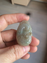 Load image into Gallery viewer, 100% Natural type A dark green/light green/gray jadeite Jade RuYi(如意) pendant BF75