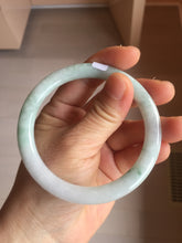 Load image into Gallery viewer, 59mm certified Type A 100% Natural green white flat round cut Jadeite Jade bangle PH217-3245