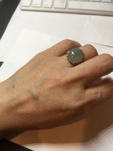 Load image into Gallery viewer, 100% natural type A icy watery light green gray four-prong jadeite jade ring BP137