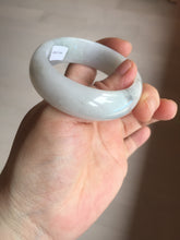 Load image into Gallery viewer, 47.5mm certified 100% natural Type A icy watery green white broad style oval jadeite jade bangle BK129-0267