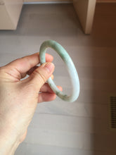 Load image into Gallery viewer, 59mm certified Type A 100% Natural green white flat round cut Jadeite Jade bangle PH217-3245
