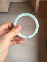 Load image into Gallery viewer, 59mm certified Type A 100% Natural green white flat round cut Jadeite Jade bangle PH217-3245