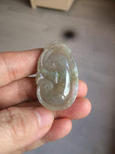 Load image into Gallery viewer, 100% Natural type A dark green/light green/gray jadeite Jade RuYi(如意) pendant BF75
