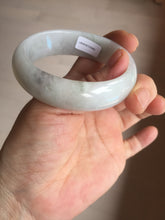 Load image into Gallery viewer, 47.5mm certified 100% natural Type A icy watery green white broad style oval jadeite jade bangle BK129-0267