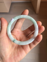Load image into Gallery viewer, 59mm certified Type A 100% Natural green white flat round cut Jadeite Jade bangle PH217-3245