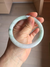Load image into Gallery viewer, 59mm certified Type A 100% Natural green white flat round cut Jadeite Jade bangle PH217-3245