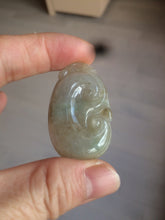 Load image into Gallery viewer, 100% Natural type A dark green/light green/gray jadeite Jade RuYi(如意) pendant BF75