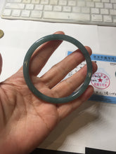 Load image into Gallery viewer, 62mm Certified Type A 100% Natural light green/blue/gray Guatemala slim round cut Jadeite bangle BP219-3808