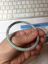 Load image into Gallery viewer, 57mm Certified type A 100% Natural sunyy green ling green purple gray black slim flat round cut Jadeite bangle PH199-3162