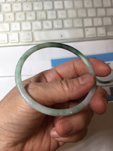 Load image into Gallery viewer, 57mm Certified type A 100% Natural sunyy green ling green purple gray black slim flat round cut Jadeite bangle PH199-3162