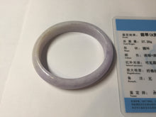 Load image into Gallery viewer, 50mm certified Type A 100% Natural purple white oval Jadeite Jade bangle BQ74-4936
