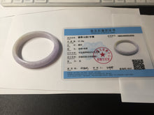 Load image into Gallery viewer, 50mm certified Type A 100% Natural purple white oval Jadeite Jade bangle BQ74-4936