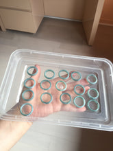 Load image into Gallery viewer, Size 7 3/4 100% natural type A light dark green blue black gray Guatemala jadeite band ring group AA113