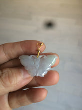 Load image into Gallery viewer, 100% Natural icy watery light green/white 3D Jadeite Jade butterfly pendant AF16