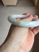 Load image into Gallery viewer, 59.2mm Certified 100% Natural type A light green/purple carved and golden-painted chubby round cut Jadeite Jade bangle PA174-(8571)