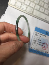 Load image into Gallery viewer, 57mm Certified type A 100% Natural sunyy green ling green purple gray black slim flat round cut Jadeite bangle PH199-3162