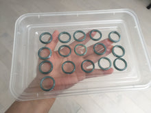 Load image into Gallery viewer, Size 7 3/4 100% natural type A light dark green blue black gray Guatemala jadeite band ring group AA113