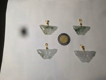 Load image into Gallery viewer, 100% Natural icy watery light green/white 3D Jadeite Jade butterfly pendant AF16