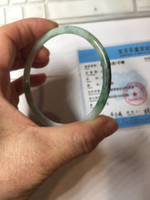 Load image into Gallery viewer, 57mm Certified type A 100% Natural sunyy green ling green purple gray black slim flat round cut Jadeite bangle PH199-3162