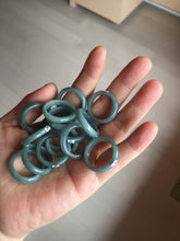 Load image into Gallery viewer, Size 7 3/4 100% natural type A light dark green blue black gray Guatemala jadeite band ring group AA113