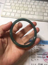 Load image into Gallery viewer, 59.5mm Certified Type A 100% Natural light green/blue/gray Guatemala slim round cut Jadeite bangle BP220-3800
