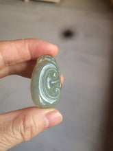 Load image into Gallery viewer, 100% Natural type A dark green/light green/gray jadeite Jade RuYi(如意) pendant BF75