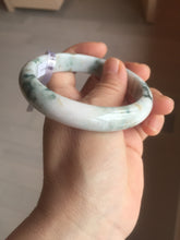 Load image into Gallery viewer, 59.8mm Certificated Type A 100% Natural White purple with green floating flowers Jadeite Jade bangle G110-9508