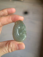 Load image into Gallery viewer, 100% Natural type A dark green/light green/gray jadeite Jade RuYi(如意) pendant BF75