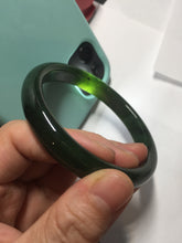 Load image into Gallery viewer, 59.2mm certified 100% Natural dark green/black nephrite (碧玉) bangle HN24-9139
