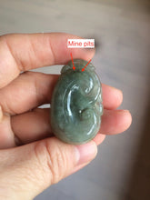 Load image into Gallery viewer, 100% Natural type A dark green/light green/gray jadeite Jade RuYi(如意) pendant BF75