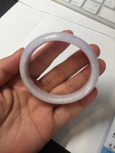 Load image into Gallery viewer, 50mm certified Type A 100% Natural purple white oval Jadeite Jade bangle BQ74-4936