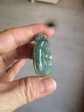 Load image into Gallery viewer, 100% Natural type A dark green/light green/gray jadeite Jade RuYi(如意) pendant BF75