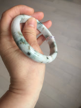 Load image into Gallery viewer, 59.8mm Certificated Type A 100% Natural White purple with green floating flowers Jadeite Jade bangle G110-9508