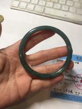 Load image into Gallery viewer, 59.5mm Certified Type A 100% Natural light green/blue/gray Guatemala slim round cut Jadeite bangle BP220-3800