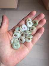 Load image into Gallery viewer, 16mm Type A 100% Natural light green yellow purple white Jadeite Safety Guardian Button Princess donuts pendant group AZ163