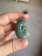Load image into Gallery viewer, 100% Natural type A dark green/light green/gray jadeite Jade RuYi(如意) pendant BF75