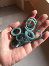 Load image into Gallery viewer, Size 6 1/2 100% natural type A light dark green blue black gray Guatemala jadeite band ring group AA112