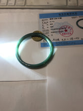 Load image into Gallery viewer, 59.5mm Certified Type A 100% Natural light green/blue/gray Guatemala slim round cut Jadeite bangle BP220-3800