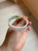 Load image into Gallery viewer, 50.8mm Certified type A 100% Natural sunny green/white/purple thin square Jadeite Jade bangle AM77-2829