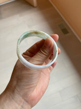 Load image into Gallery viewer, 50.8mm Certified type A 100% Natural sunny green/white/purple thin square Jadeite Jade bangle AM77-2829