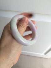 Load image into Gallery viewer, 53mm Certified 100% natural Type A olive green/white/purple jadeite jade bangle AZ2-0466