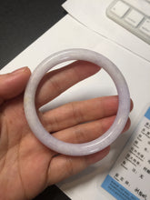 Load image into Gallery viewer, 56.5mm certified Type A 100% Natural purple white oval Jadeite Jade bangle BQ75-4930