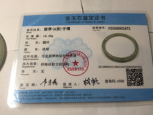 Load image into Gallery viewer, 54.8mm Certified type A 100% Natural light green gray black slim round cut Jadeite bangle PA187-2472