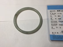 Load image into Gallery viewer, 54.8mm Certified type A 100% Natural light green gray black slim round cut Jadeite bangle PA187-2472