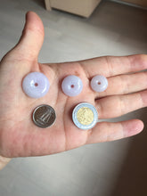 Load image into Gallery viewer, Type A 100% Natural light purple white Jadeite Jade Safety Guardian Button donuts Pendant group BP55
