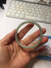Load image into Gallery viewer, 54.8mm Certified type A 100% Natural light green gray black slim round cut Jadeite bangle PA187-2472