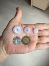 Load image into Gallery viewer, Type A 100% Natural light purple white Jadeite Jade Safety Guardian Button donuts Pendant group BP55